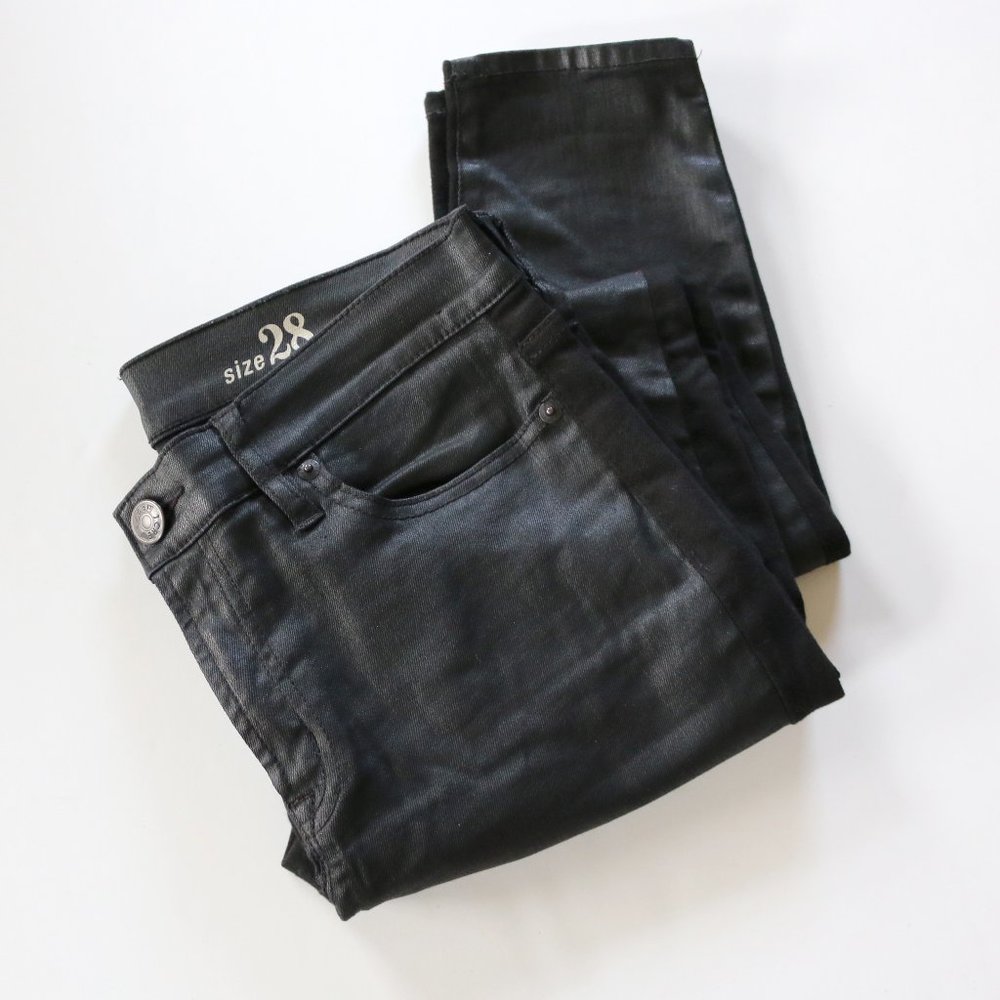 J. Crew Faux Leather Black Toothpick Skinny Jeans Size 28